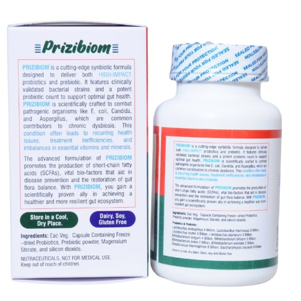 Prizibiome - 40 Billion CFU | 9-Strain Freeze-Dried Probiotic + Prebiotic Capsules – Gut, Immunity & Metabolic Health Support - Image 3