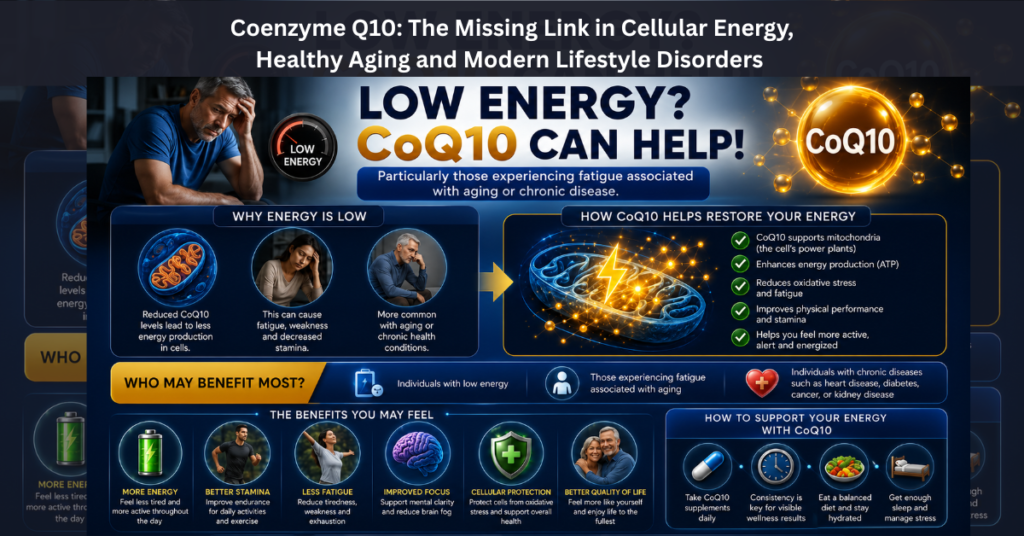 Coenzyme Q10: The Missing Link in Cellular Energy, Healthy Aging and Modern Lifestyle Disorders 6 Coenzyme Q10 1 1